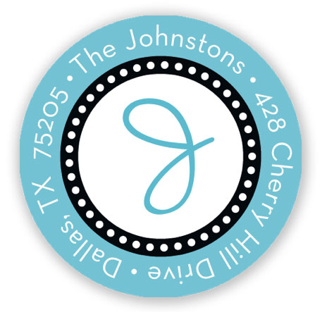 Stacy Claire Boyd Return Address Label/Sticky - Dots Around - Aqua