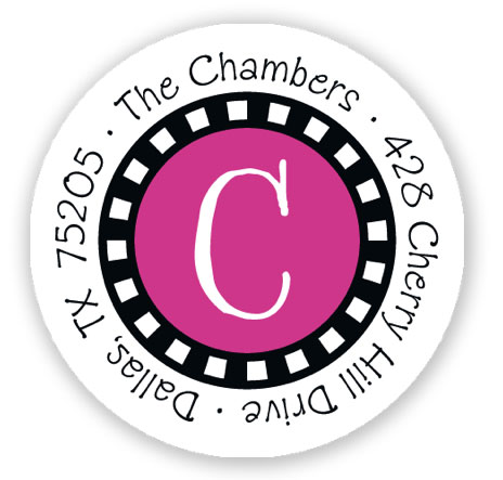 Stacy Claire Boyd Return Address Label/Sticky - Jumbo Party Dots - Fuschia