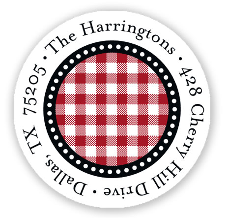 Stacy Claire Boyd Return Address Label/Sticky - Gleeful Gingham - Ruby Stacy Claire Boyd Return Address Label/Sticky - Gleeful Gingham - Ruby