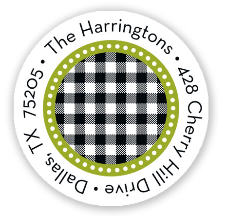 Stacy Claire Boyd Return Address Label/Sticky - Gleeful Gingham - Licorice Stacy Claire Boyd Return Address Label/Sticky - Gleeful Gingham - Licorice