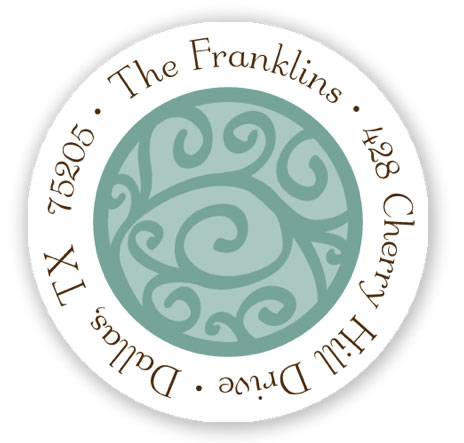 Stacy Claire Boyd Return Address Label/Sticky - Dancing Vine - Robin's Egg