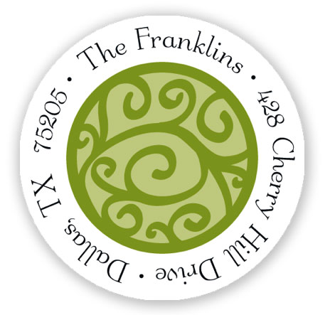 Stacy Claire Boyd Return Address Label/Sticky - Dancing Vine - Green #2