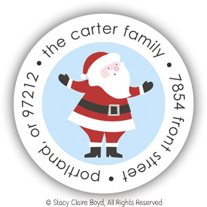 Stacy Claire Boyd Return Address Label/Sticky - Jolly Santa (Holiday)