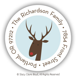 Stacy Claire Boyd Return Address Label/Sticky - Enchanted Rudolph (Holiday)