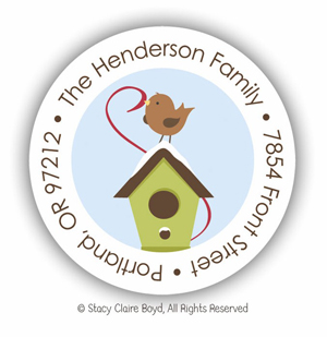 Stacy Claire Boyd Return Address Label/Sticky - Home Tweet Home (Holiday)