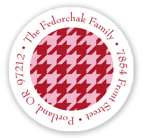 Stacy Claire Boyd Return Address Label/Sticky - Holiday Houndstooth-Red (Holiday)