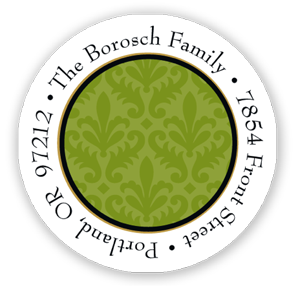 Stacy Claire Boyd Return Address Label/Sticky - Damask-Cypress (Holiday)