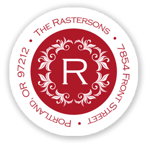 Stacy Claire Boyd Return Address Label/Sticky - Regal Wreath-Red (Holiday)