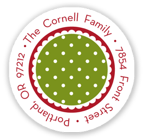 Stacy Claire Boyd Return Address Label/Sticky - Merry Dots-Green (Holiday)