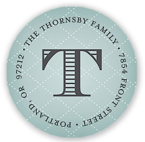 Stacy Claire Boyd Return Address Label/Sticky - Tailored Trellis - Blue (Holiday)