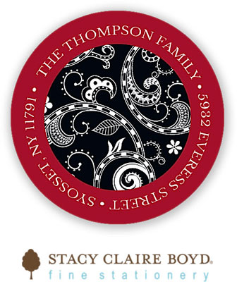 Stacy Claire Boyd Return Address Label/Sticky - Winter Vine Black (Holiday)