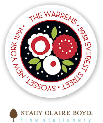 Stacy Claire Boyd Return Address Label/Sticky - Merry Blooms (Holiday)