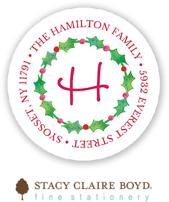 Stacy Claire Boyd Return Address Label/Sticky - Watercolor Border (Holiday)
