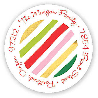 Stacy Claire Boyd Return Address Label/Sticky - Fun Stripes (Holiday)