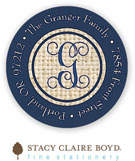 Stacy Claire Boyd Return Address Label/Sticky - Burlap Border - Navy (Holiday)