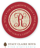 Stacy Claire Boyd Return Address Label/Sticky - Burlap Border - Red (Holiday)
