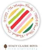 Stacy Claire Boyd Return Address Label/Sticky - Fun Stripes (Holiday)