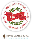 Stacy Claire Boyd Return Address Label/Sticky - Blessed Wreath (Holiday)