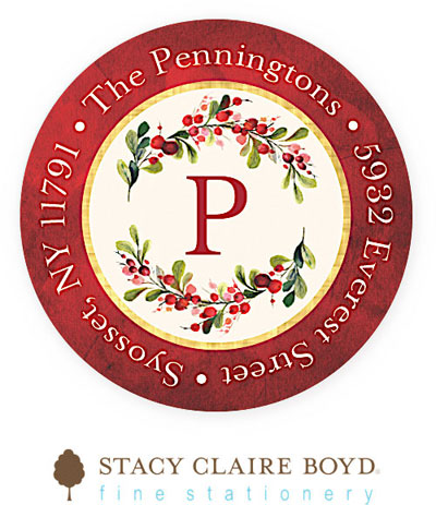 Stacy Claire Boyd Return Address Label/Sticky - Gorgeous Garland (Holiday)