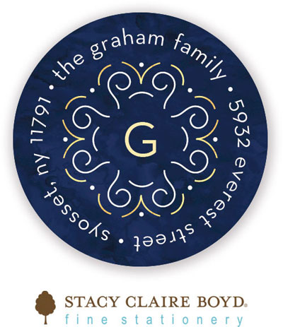 Stacy Claire Boyd Return Address Label/Sticky - Swirled Wishes (Holiday)