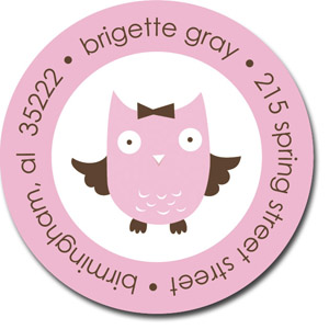 Stacy Claire Boyd Return Address Label/Sticky - Whooo's Party-Pink