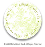 Stacy Claire Boyd Return Address Label/Sticky - Tiny Summerland Toile - Green
