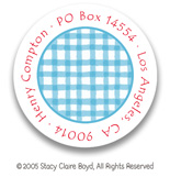 Stacy Claire Boyd Return Address Label/Sticky - Tiny Blue Jay Check