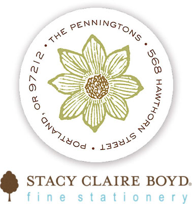 Stacy Claire Boyd Return Address Label/Sticky - Etched Floral