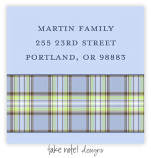 Take Note Designs - Address Labels (Blue and Brown Plaid)