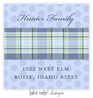Take Note Designs - Address Labels (Blue and Green Plaid on Polkadots)