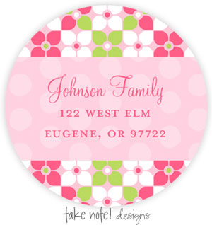 Take Note Designs - Address Labels (Pink and Green Modern Flowers)