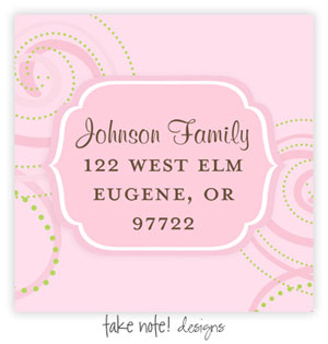 Take Note Designs - Address Labels (Pink and Green Scroll)