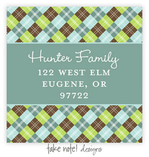 Take Note Designs - Address Labels (Pool and Lime Argyle)