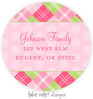 Take Note Designs - Address Labels (Simple Pink Argyle)