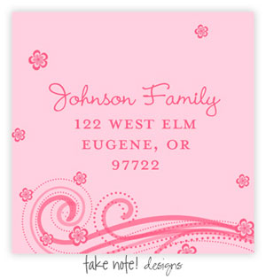 Take Note Designs - Address Labels (Pink Scroll and Flowers)
