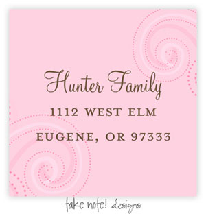 Take Note Designs - Address Labels (Pink Scrolls )