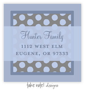 Take Note Designs - Address Labels (Pewter and Blue Dots) Take Note Designs - Address Labels (Pewter and Blue Dots)