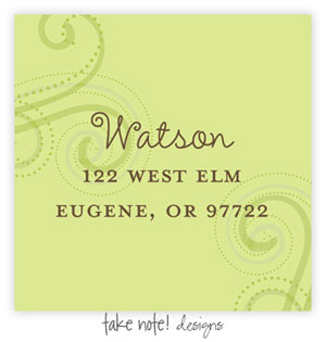 Take Note Designs - Address Labels (Green Scroll)