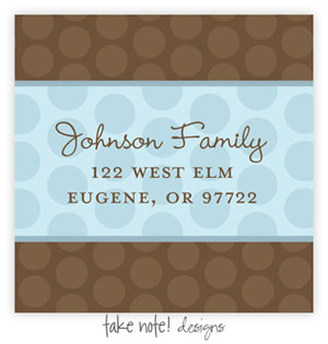 Take Note Designs - Address Labels (Aqua and Brown Dots)