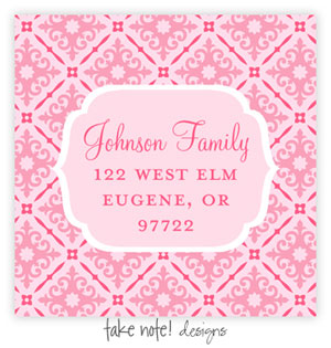 Take Note Designs - Address Labels (Pink Fancy Damask)