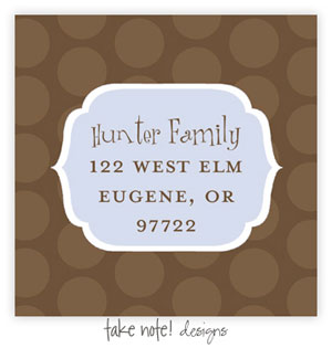 Take Note Designs - Address Labels (Brown Polka Blue Tag)