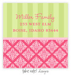 Take Note Designs - Address Labels (Pink Damask and Stripes)