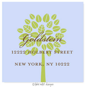 Take Note Designs - Address Labels (Green Tree on Blue - Jewish New Year)