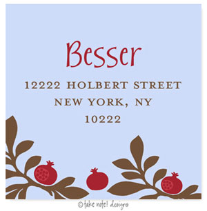 Take Note Designs - Address Labels (Pomegranate Branch on Blue - Jewish New Year)