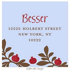 Take Note Designs - Address Labels (Pomegranate Branch on Blue - Jewish New Year)