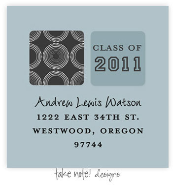 Take Note Designs - Address Labels (Class of 2011 Charcoal - Graduation)