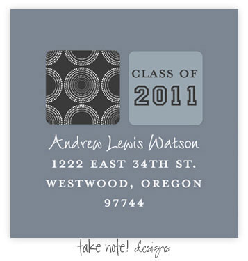 Take Note Designs - Address Labels (Class of 2011 Charcoal Medium Blue - Graduation)