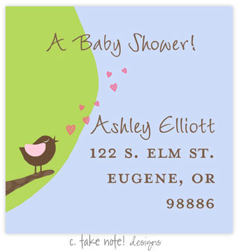 Take Note Designs - Address Labels (Cheeping Bird Girl - Baby Shower) Take Note Designs - Address Labels (Cheeping Bird Girl - Baby Shower)