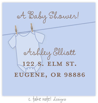 Take Note Designs - Address Labels (Blue Onesie - Baby Shower)