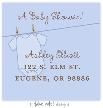 Take Note Designs - Address Labels (Blue Onesie - Baby Shower) Take Note Designs - Address Labels (Blue Onesie - Baby Shower)